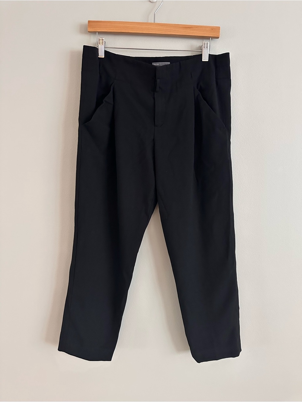 Vince Black Wool Blend Ankle Trousers Cropped Pants Size 8 Missing Belt